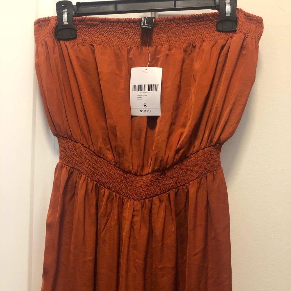 Forever 21 Rust Orange Strapless Jumpsuit Romper